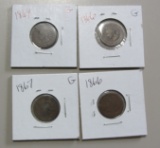 1866 1869 1867 INDIAN HEAD CENT LOT