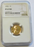 1955 PROOF WHEAT CENT NGC 67 RED