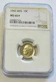 1965 SMS DIME NGC MS 66 STAR
