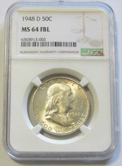 1948-D FRANKLIN NGC 64 WITH FBL