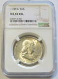 1948-D FRANKLIN NGC 64 WITH FBL