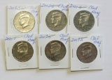 6 - 2000S, 2002S, 2004S, 2005S, 2007S & 2009S Kennedy Clad Proof Half Dolla