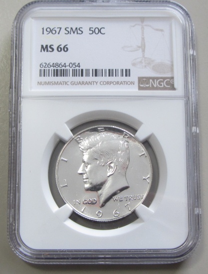 1967 SMS KENNEDY HALF NGC MS 66