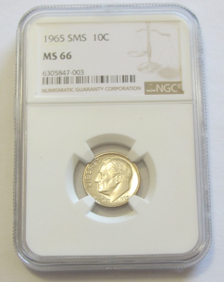 1965 SMS DIME NGC 66