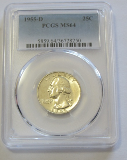 1955-D SILVER QUARTER PCGS 64