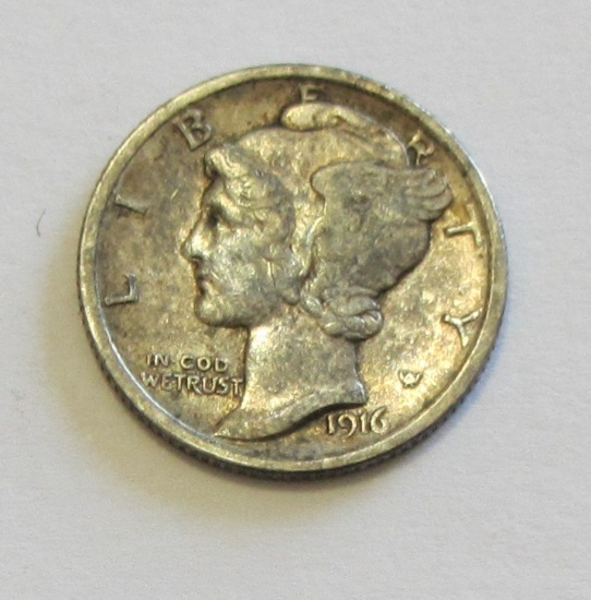 PLEASING 1916 MERCURY DIME NICER DATE