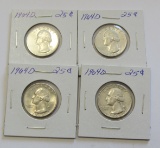 Lot of 4 - 1964-D Washington Silver Quarter