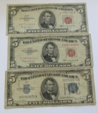 Lot of 3 - 1934D, 1953C & 1963 $5 Banknote