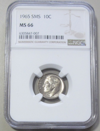 1965 SMS DIME NGC 66