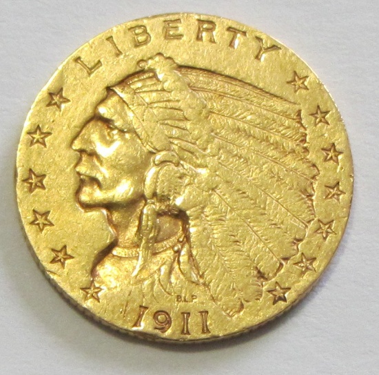 HIGH GRADE $2.5 GOLD 1911 QUARTER INDIAN EAGLE