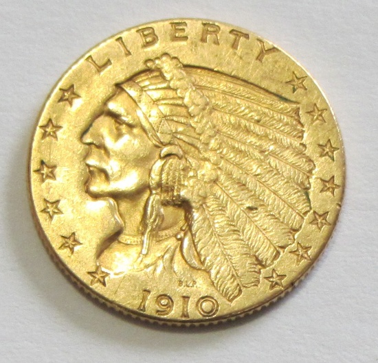 HIGH GRADE $2.5 GOLD 1910 QUARTER INDIAN EAGLE
