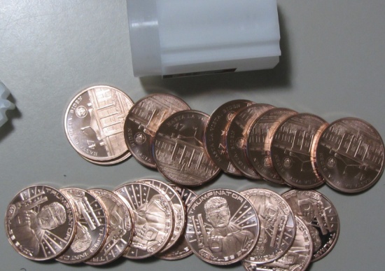TRUMPINATOR ROLL OF COPPER ROUNDS 20 COINS 1 OUNCE EACH