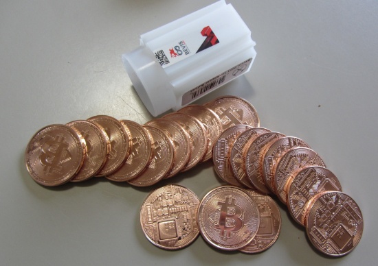 BITCOIN ROLL OF COPPER ROUNDS 20 COINS 1 OUNCE EACH