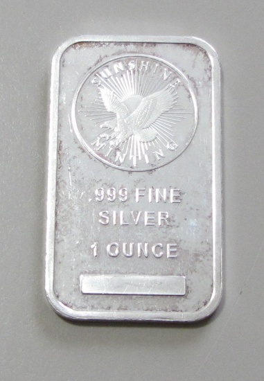 SUNSHINE 1 OUNCE SILVER BAR .999