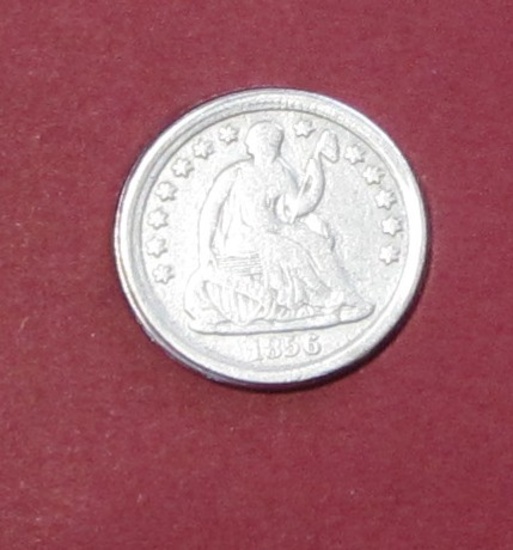 1856 SEATED HALF DIME ON CARD