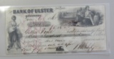 Bank Check, Awesome obsolete note from 1861 Bank of Ulster Saugerties NY