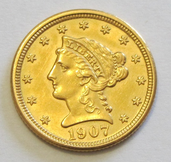 STUNNING $2.5 GOLD LIBERTY 1907 UNCIRCULATED