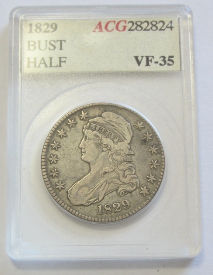 1829 CAPPED BUST HALF ACCUGRADE 35
