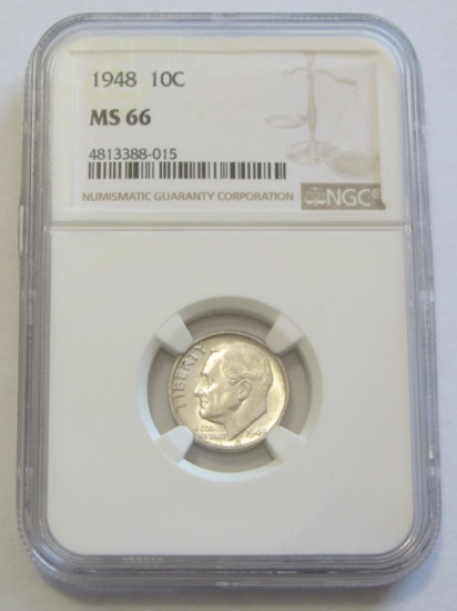 1948 GEM DIME NGC 66