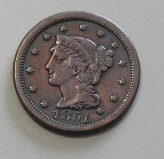 1851 BRAIDED LARGE CENT