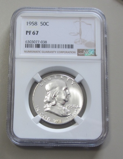 1958 PROOF FRANLIN NGC 67