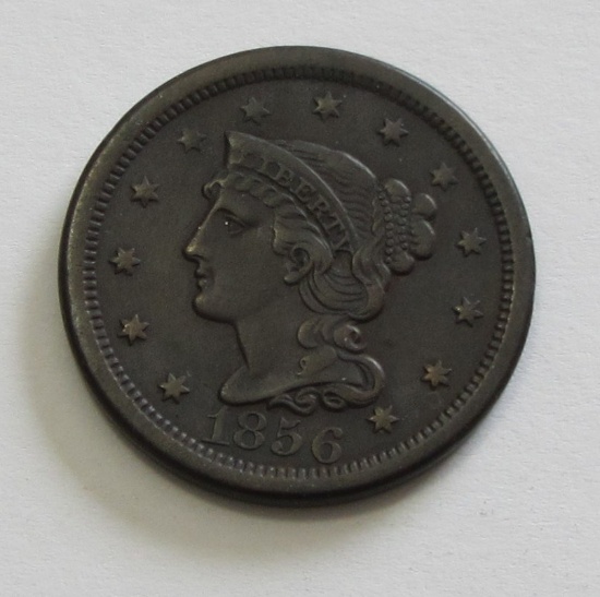 HIGH GRADE 1856 BRAIDED HAIR LARGE CENT