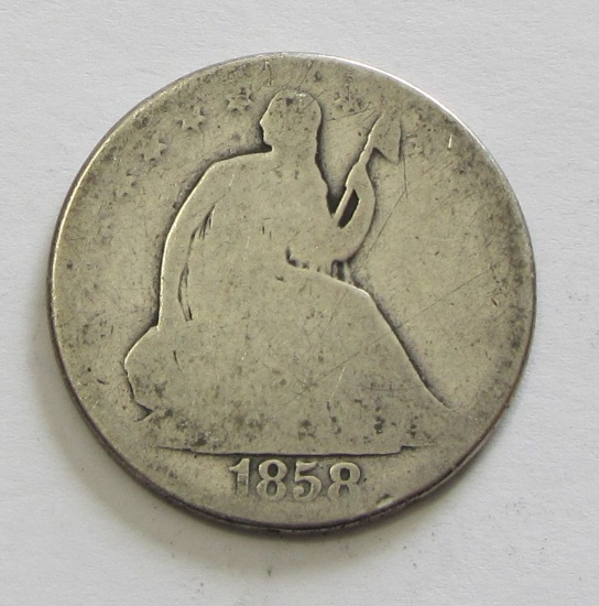 1858-O SEATED HALF