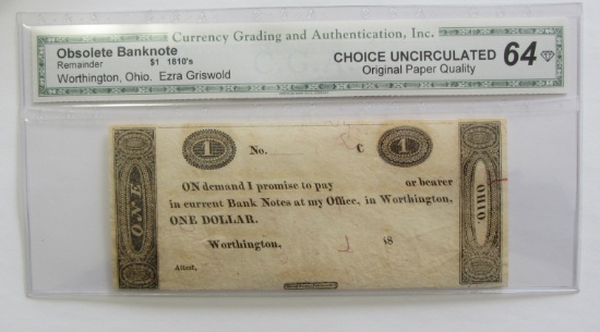 $1 WORTHINGTON OHIO OBSOLETE 1910s