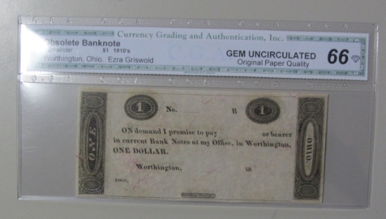 GEM $1 WORTHINGTON OHIO OBSOLETE 18XX