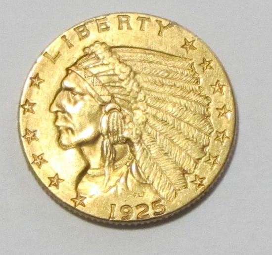 $2.5 GOLD QUARTER EAGLE 1925-D UNCIRCULATED