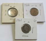 1866 1861 1868 INDIAN HEAD CENT