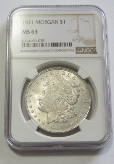 $1 1921 MORGAN NGC MS 63