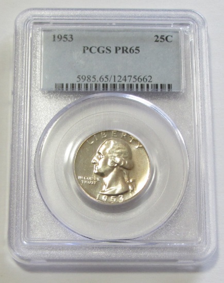 1953 PROOF QUARTER PCGS 65