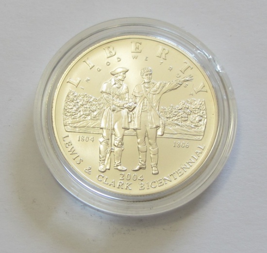 SILVER LEWIS AND CLARK $1 COMMEMORATIVE 2004