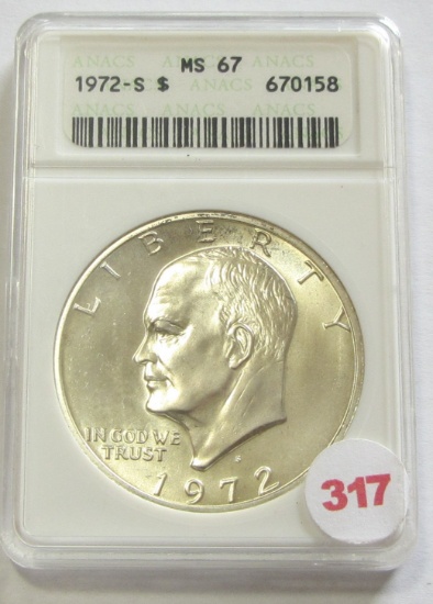 1972-S SILVER $1 ANACS 67