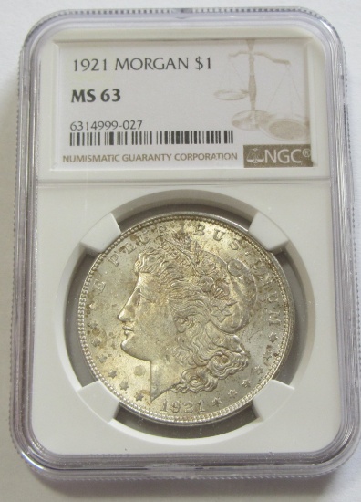 $1 1921 MORGAN NGC MS 63