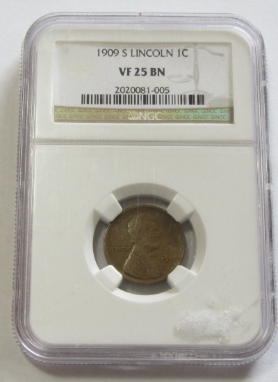 KEY 1909-S WHEAT CENT NGC 25