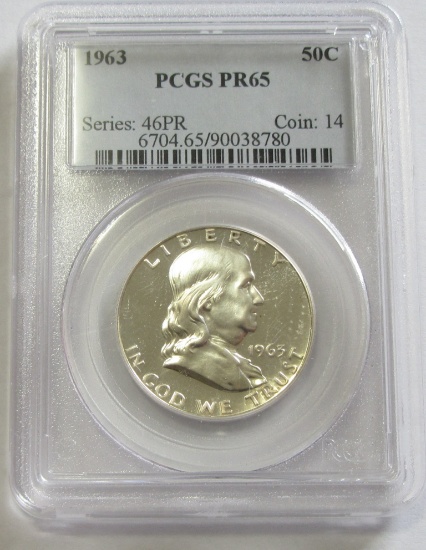 1963 PROOF FRANKLIN PCGS 65