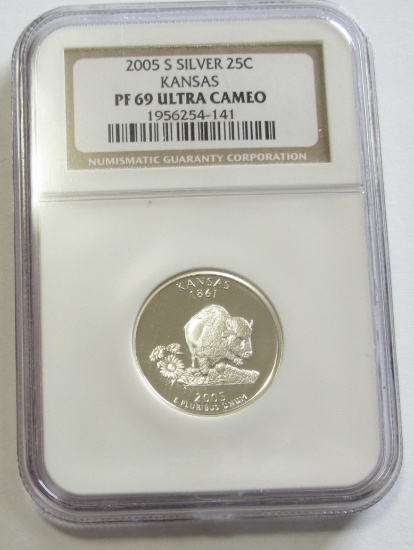 2005-S SILVER PROOF QUARTER NGC 69