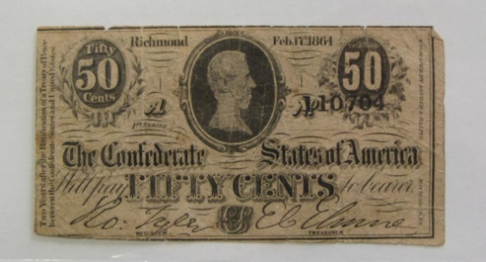 50 CENT FRACTIONAL CONFEDERATE CURRENCY 1864
