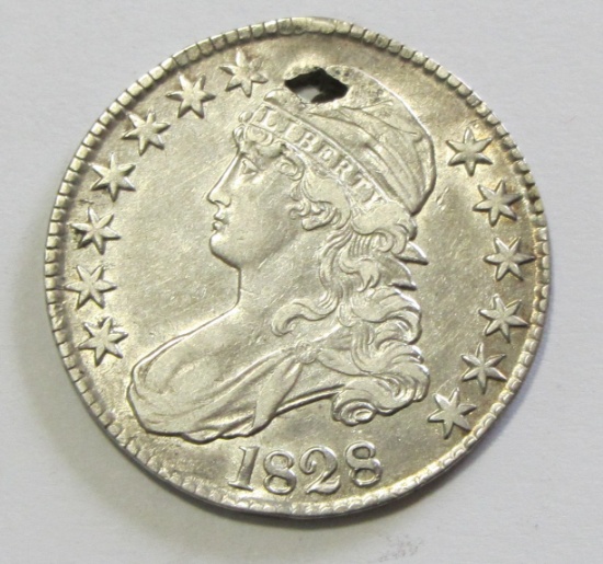 1828 CAPPED BUST HALF DOLLAR HOLE