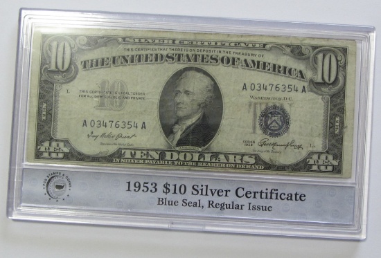 $10 SILVER CERTIFICATE 1953 HARD CASE INCLUDED