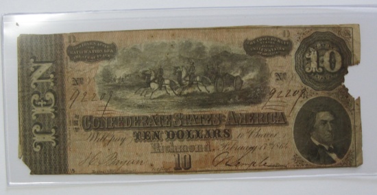 $10 CONFEDERATE CURRENCY 1864