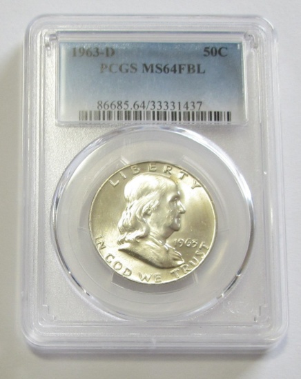 1963-D FRANKLIN PCGS 64 FBL