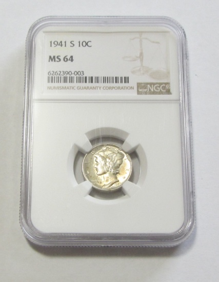 1941 S MERCURY DIME NGC 64