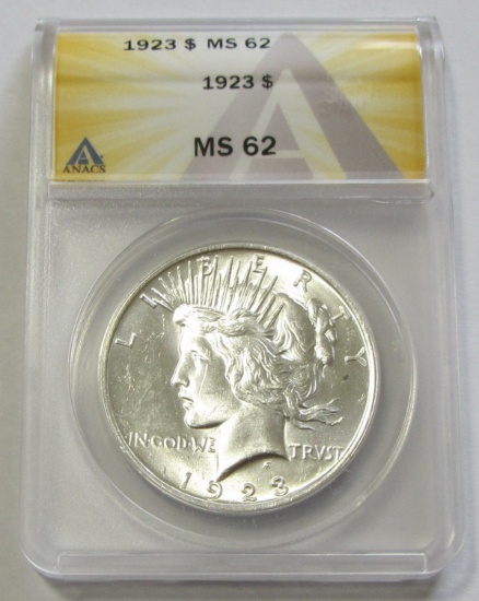 $1 1923 PEACE ANACS MS 62