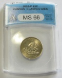 2005 QUARTER KANSAS CLASHED DIES ANACS 66