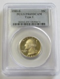 1981-S PROOF QUARTER PCGS 69 TYPE 1