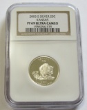 2005-S SILVER QUARTER NGC 69