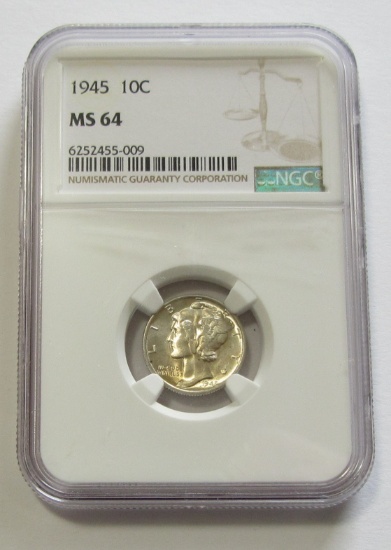 1945 MERCURY DIME NGC 64